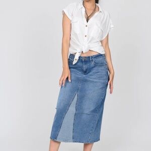 Classic Blue Denim Skirt with back slit